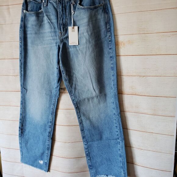 Good American Good Vintage Distressed Raw Hem Denim Jeans Women's Size 10/30 - Picture 2 of 7